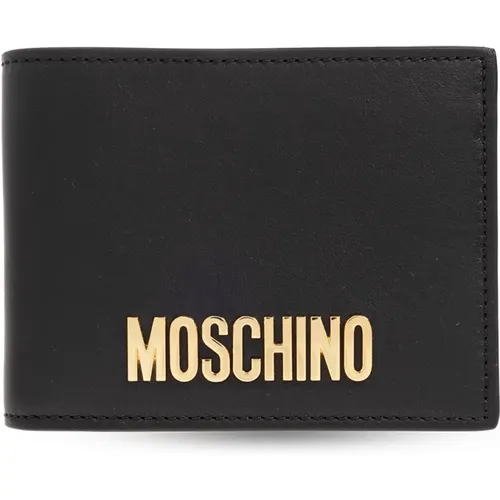 Wallets & Cardholders, male, , Size: ONE SIZE Leather wallet with logo - Moschino - Modalova