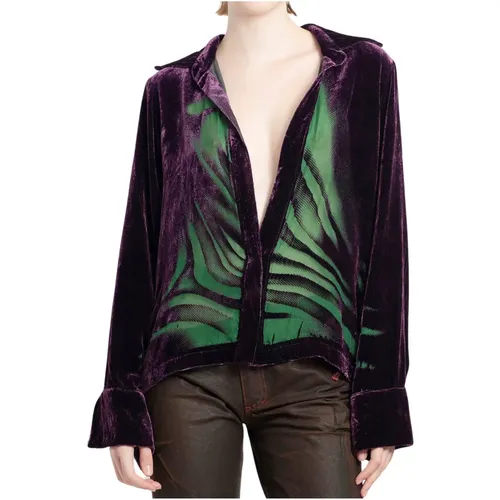 Green Velvet Jacket Classic Collar , female, Sizes: XS, M - Masha Popova - Modalova