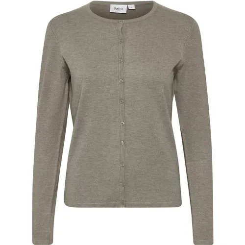 Einfacher Cardigan mit Knopfverschluss , Damen, Größe: M - Saint Tropez - Modalova