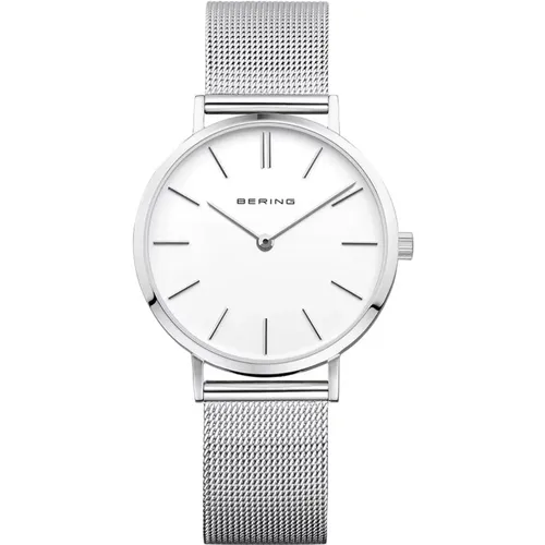 Elegant Ladies Steel Watch, White/Silver , female, Sizes: ONE SIZE - Bering - Modalova