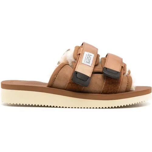 Sliders, female, , Size: 4 US Shearling-Trimmed Slides - Suicoke - Modalova