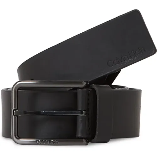 Echtes Leder Gürtel - Schwarz , Herren, Größe: 90 CM - Calvin Klein - Modalova