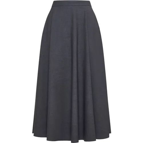 Midi Full Skirt in Mid Grey , female, Sizes: M, S - Valentino - Modalova