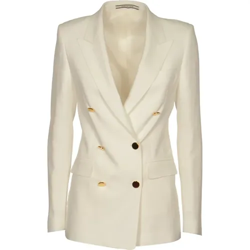 Blazers, female, , Size: S Double-Breasted Central Split Jacket - Tagliatore - Modalova