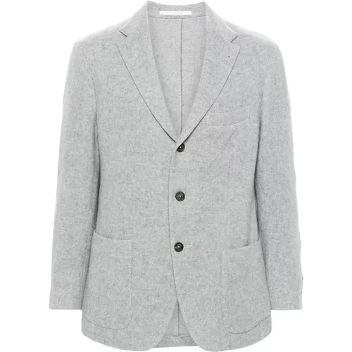 Grauer Woll-Kaschmir-Blazer Hahnentrittmuster - Eleventy - Modalova