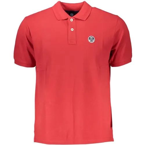 Rotes Baumwoll-Poloshirt mit Logo , Herren, Größe: M - North Sails - Modalova