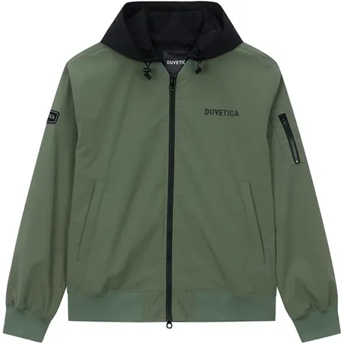 Khaki Blouson Jacke mit Abnehmbarer Kapuze , Herren, Größe: XL - duvetica - Modalova