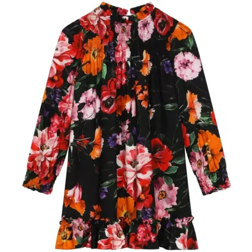 Blumiges Schwarzes Kleid für Kinder - Dolce & Gabbana - Modalova