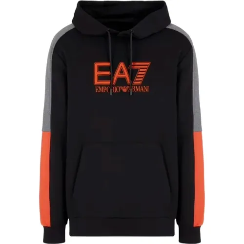 Hoodies, male, , Size: L Sweater with Hood and Logo - Emporio Armani EA7 - Modalova