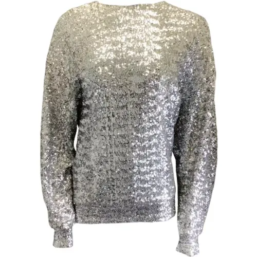 Pre-owned Tops, female, , Size: XS Silver Metallic Sequined Long Sleeve Top - Isabel Marant Pre-owned - Modalova