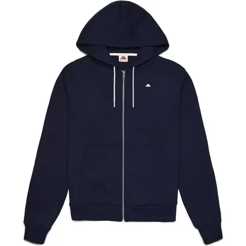 Zip-throughs, male, , Size: M Portos Hooded Sweatshirt, Navy - Kappa - Modalova