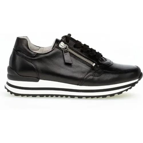 Schwarze Lederkorb Schuhe , Damen, Größe: 40 EU - Gabor - Modalova