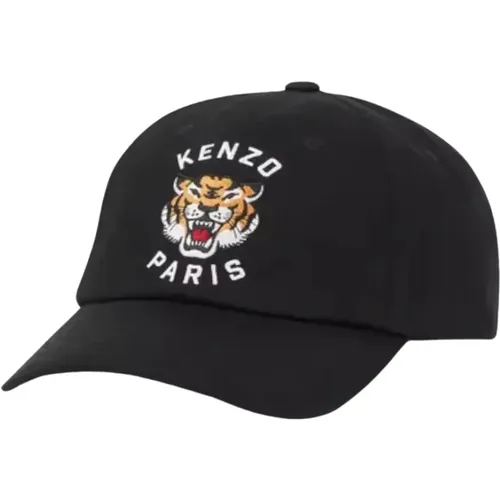 Schwarze Varsity Cap mit Lucky Tiger , Herren, Größe: ONE Size - Kenzo - Modalova