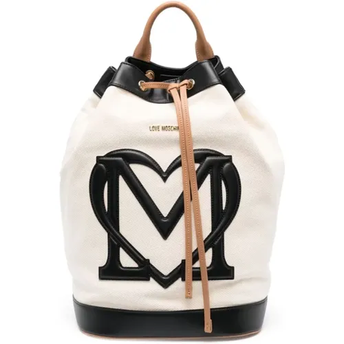 Canvas backpack , female, Sizes: ONE SIZE - Love Moschino - Modalova