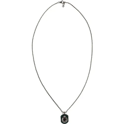 Necklaces, male, , Size: ONE SIZE Silver Shield Pendant Necklace - Dolce & Gabbana - Modalova