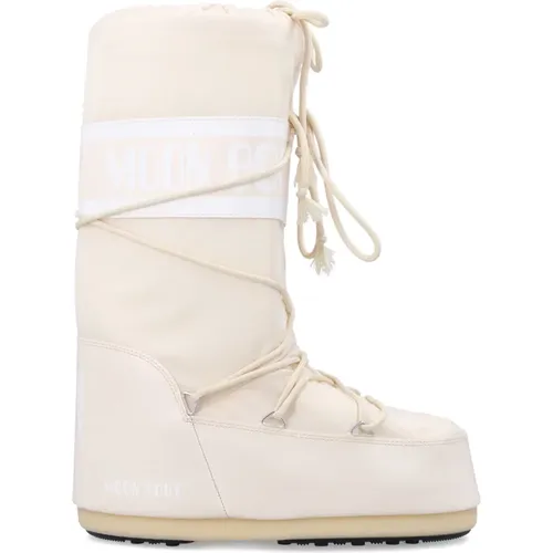 Cream Closed Icon High Nylon Boots , female, Sizes: 9 UK, 2 UK, 6 UK - moon boot - Modalova