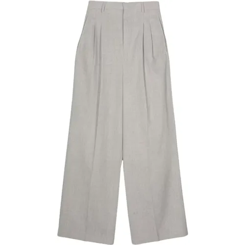 Grey Wool Wide Leg Pants , female, Sizes: 2XS - Ami Paris - Modalova