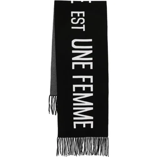 Knitted Wool Scarf with Slogan Jacquard , female, Sizes: ONE SIZE - pinko - Modalova