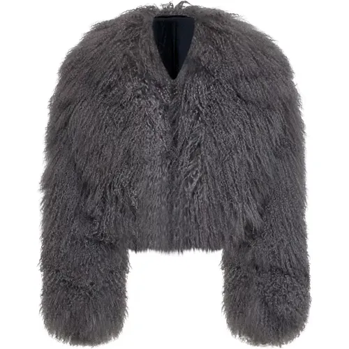 Graue Shearling Rüschenjacke - Salvatore Santoro - Modalova