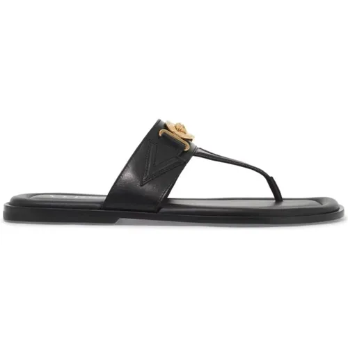 Goldene Medusa Biggie Leder Flip Flops , Herren, Größe: 44 EU - Versace - Modalova