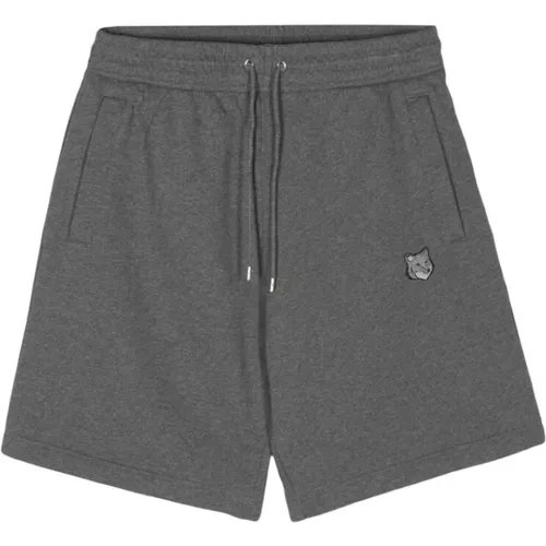 Graue Baumwoll-Jersey Shorts , Herren, Größe: XL - Maison Kitsuné - Modalova