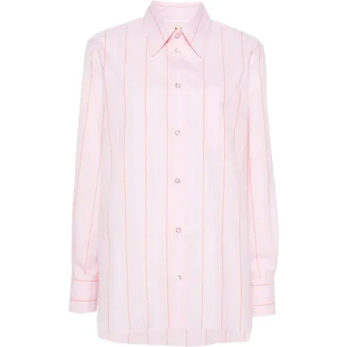 Striped poplin shirt , female, Sizes: S, 2XS - Marni - Modalova