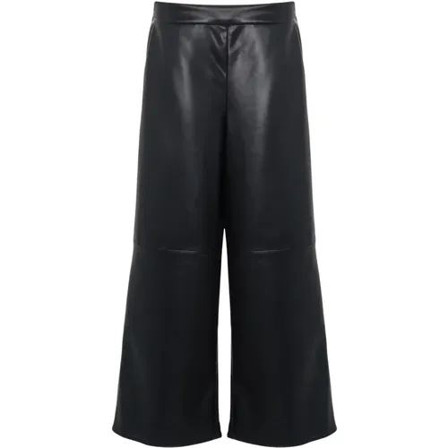 Schwarze Lederhose Luciana Stil , Damen, Größe: S - Max Mara - Modalova