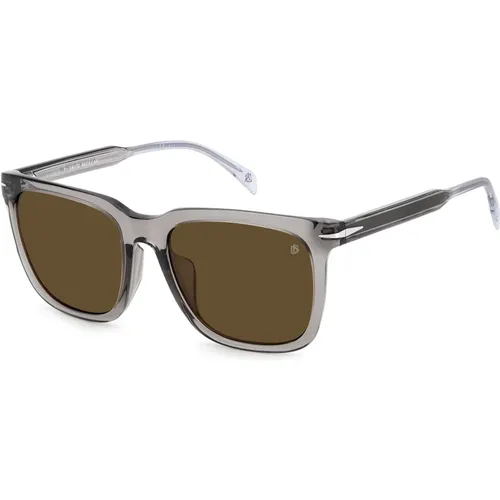 Transparente Grau/Braune Sonnenbrille , Herren, Größe: 56 MM - Eyewear by David Beckham - Modalova