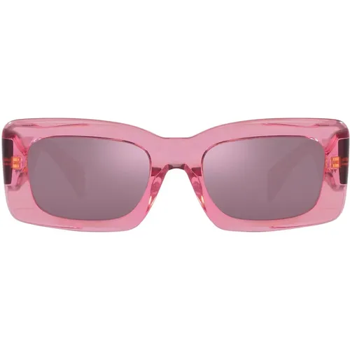Rectangular Sunglasses with Purple Lens and Transparent Frame , unisex, Sizes: 54 MM - Versace - Modalova