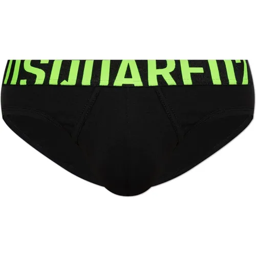 Bottoms, male, , Size: S Cotton briefs with logo - Dsquared2 - Modalova