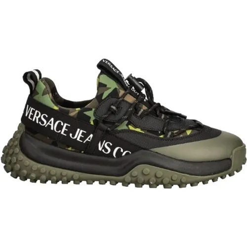 Grüne Sneakers mit Logo-Band , Herren, Größe: 43 EU - Versace - Modalova