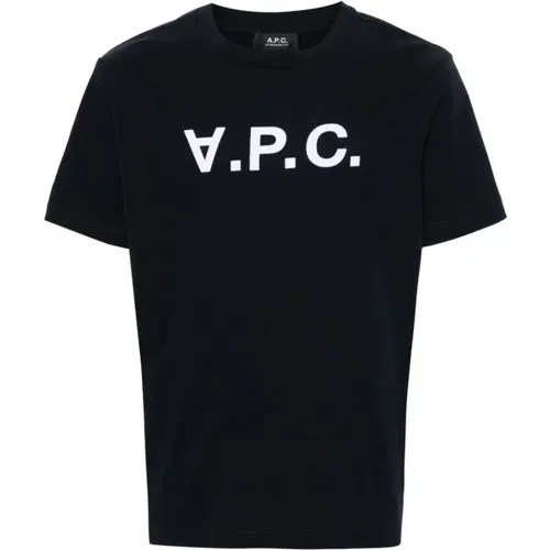 Mitternachtsblaues Jersey-Logo-T-Shirt , Herren, Größe: S - A.p.c. - Modalova