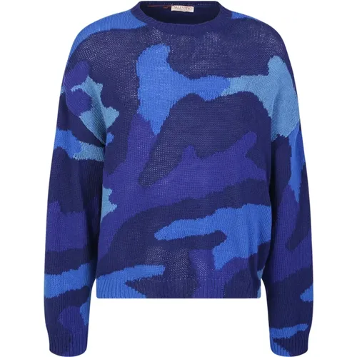 Pullover made of pure virgin wool with a camouflage pattern by , male, Sizes: S, M - Valentino - Modalova