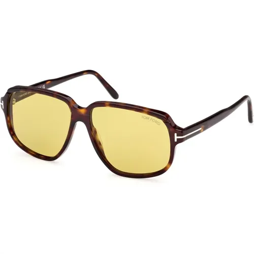 Dark Havana/Yellow Sunglasses , male, Sizes: 59 MM - Tom Ford - Modalova