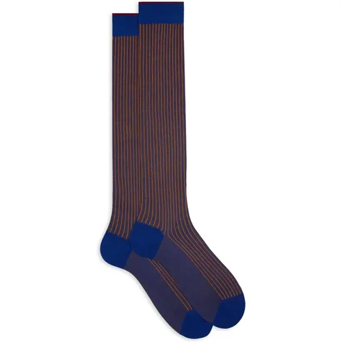 Stilvolle italienische lange Plated Cotton Socken , Herren, Größe: M - Gallo - Modalova