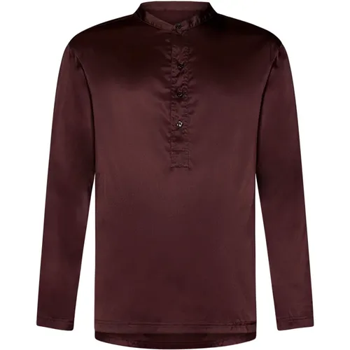 Pyjamas, male, , Size: L Luxury Silk Henley Shirt - Tom Ford - Modalova