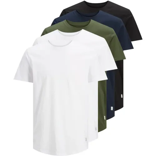Bequeme Herren T-Shirt 5er Pack Rundhals , Herren, Größe: 2XL - jack & jones - Modalova