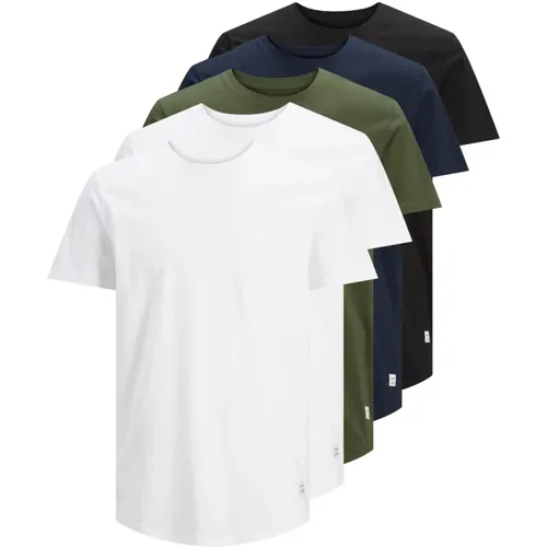 Bequeme Herren T-Shirt 5er Pack Rundhals - jack & jones - Modalova