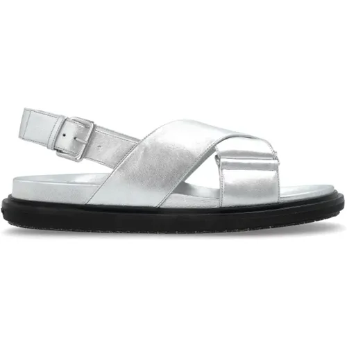 Flat Sandals, female, , Size: 6 US Leather sandals - Marni - Modalova