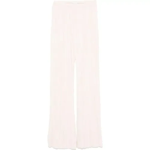 Pleated High-Waisted Straight Leg Trousers , female, Sizes: L, S, M, XS - Forte Forte - Modalova