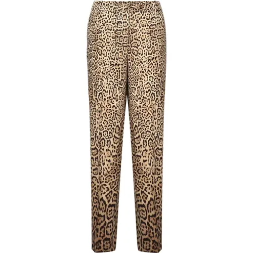 Slim-fit Trousers, female, , Size: M Animalier Viscose Wide Leg Trousers - Guess - Modalova