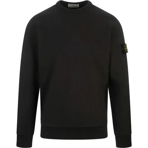 Grauer Crew-neck Sweatshirt mit Abzeichen , Herren, Größe: S - Stone Island - Modalova