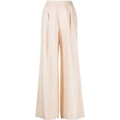Linen Trousers with Pleat Detailing , female, Sizes: M - Forte Forte - Modalova