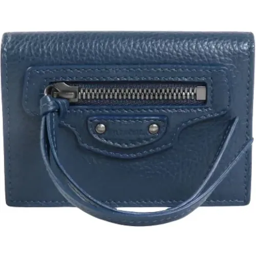 Pre-owned Wallets, female, , Size: ONE SIZE Pre-owned Navy Leather Balenciaga Wallet - Balenciaga Vintage - Modalova