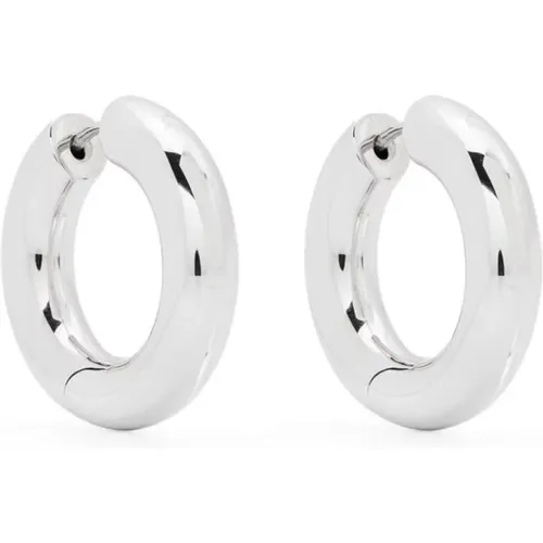 Earrings, male, , Size: ONE SIZE Chunky Hoop Earrings Silver Finish - Tom Wood - Modalova