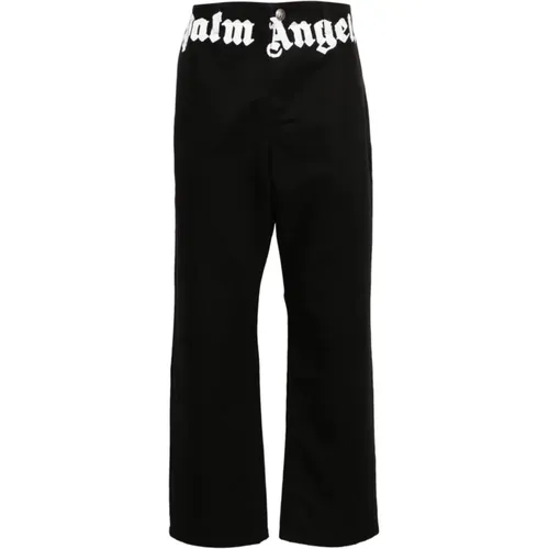 Straight Trousers, male, , Size: L Logo Print Trousers - Palm Angels - Modalova