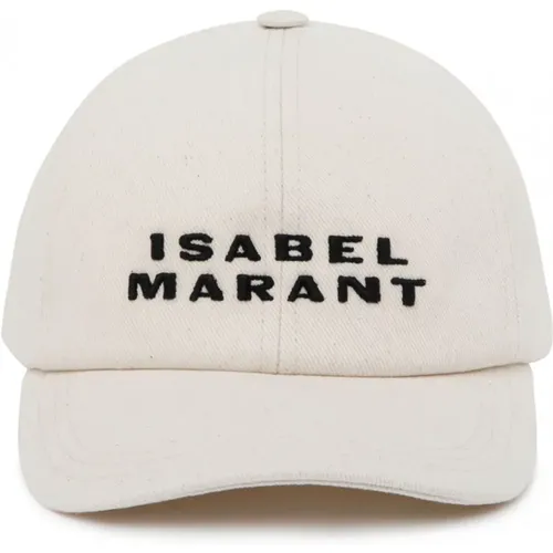 Caps, female, , Size: 57 CM Ecru and Black Cotton Baseball Cap - Isabel marant - Modalova