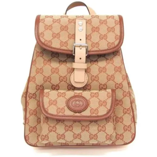 Pre-owned Backpacks, female, , Size: ONE SIZE Pre-owned Canvas Backpack - Gucci Vintage - Modalova