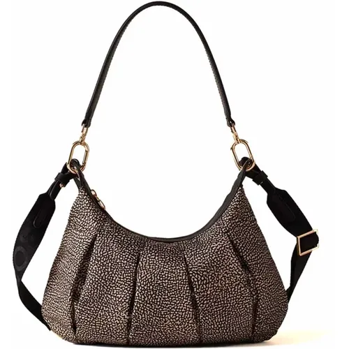 Croissant-Stil Bedruckte Tasche mit Lederdetails - Borbonese - Modalova