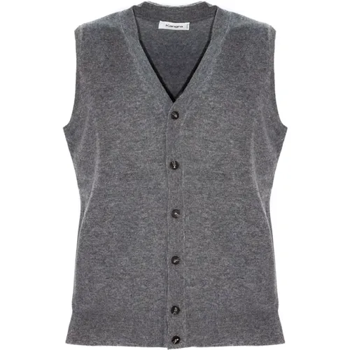 Vests, male, , Size: 2XL Grey Wool Cashmere Blend Waistcoat - Kangra - Modalova